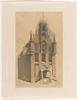 Petrus Gerardus Vertin, Ontwerp voor een gebouw in laat-gotische stijl met trapgevel en pinakels