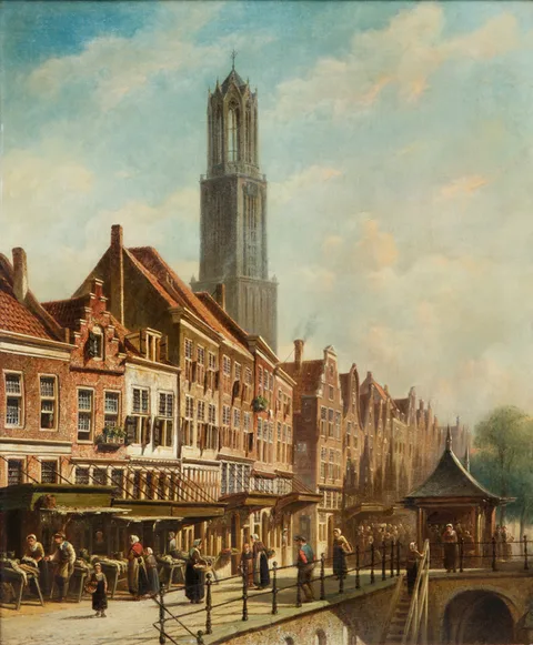 Petrus Gerardus Vertin, The Fishmarket in Utrecht seen from Stadhuisbrug