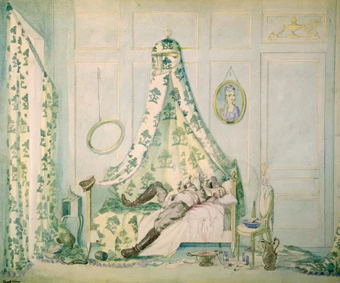 Claggett Wilson, Boudoir of Madame la Comtesse H--. Black Death Lay Heavy in the Heart of this Exquisite Flower