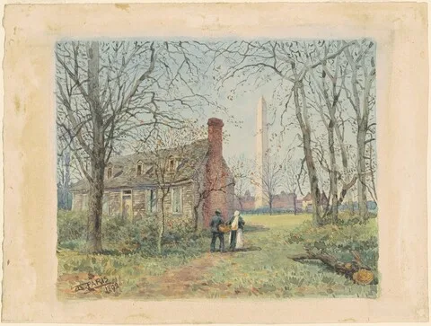 Walter Paris, David Burns's Cottage and the Washington Monument