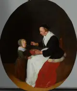 Quiringh van Brekelenkam, A Mother Feeding Porridge to her Child
