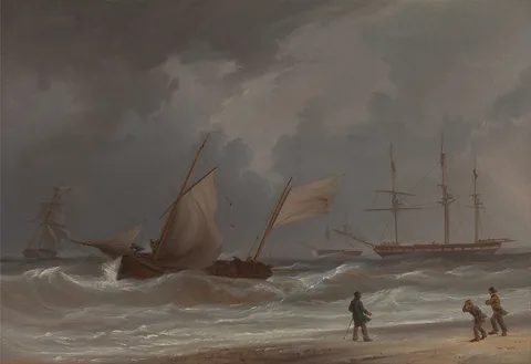 William Joy, A Lugger Driving Ashore in a Gale
