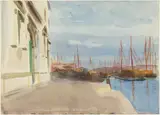 Emily Sargent, Quayside Scene with Church