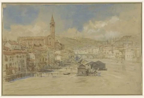 John Ruskin, Gezicht op S. Anastasia te Verona, over de Adige