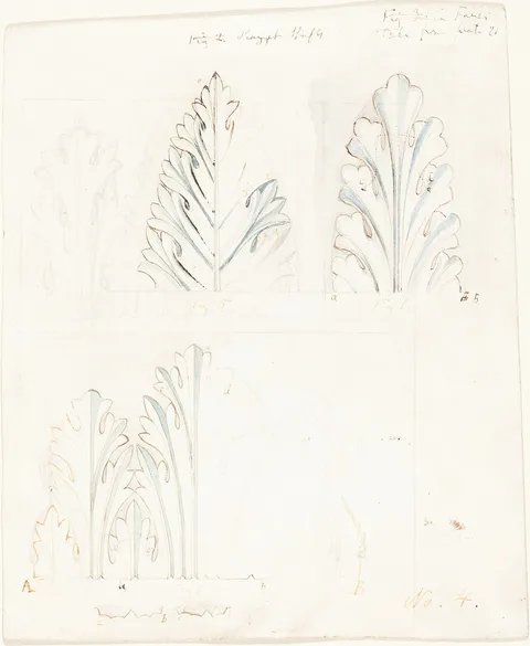 John Ruskin, Ornamental Study with Acanthus Motif for "The Stones of Venice"