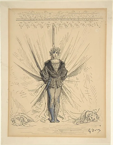 Gustave Doré, A Costumed Actor in Front of a Curtain