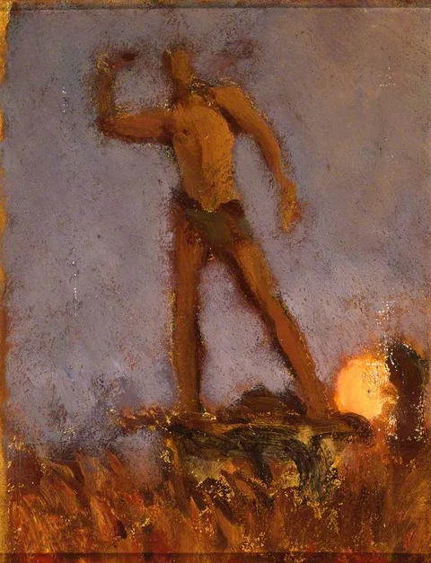 Frederic Leighton, Colour Sketch for 'Egyptian Slinger Scaring Birds in the Harvest Time – Moonrise'