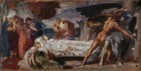 Frederic Leighton, Colour Sketch for 'Hercules Wrestling with Death for the Body of Alcestis'