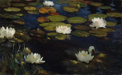 Albert Edelfelt, Water Lilies, Study for the Youth and a Mermaid