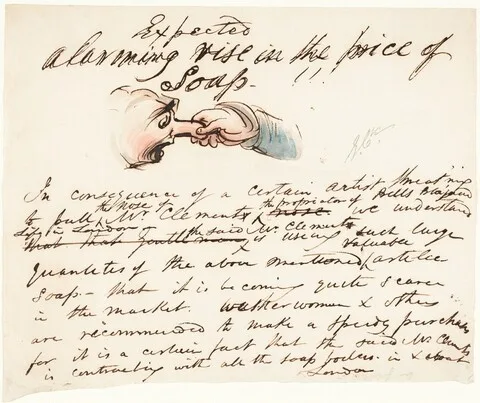 George Cruikshank, "Expected--alarming rise in the price of soap!"