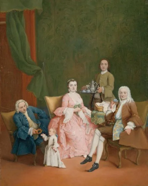 Pietro Longhi, Portrait of a Venetian Family with a Manservant Serving Coffee