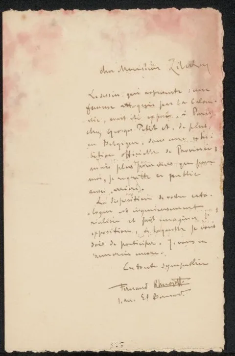 Fernand Khnopff, Brief aan Philip Zilcken