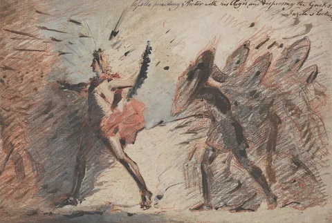 John Flaxman Jr., Apollo Preceding Hector with His Aegis, and Dispersing the Greeks, Fuseli's Lectures