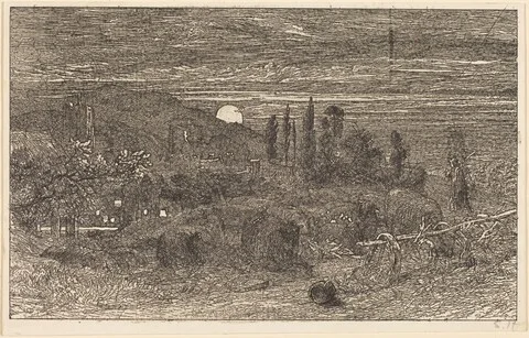 Samuel Palmer, The Rising Moon, or An English Pastoral