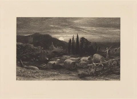 Samuel Palmer, The Rising Moon, or An English Pastoral