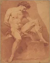 Charles André van Loo, A Seated Male Nude