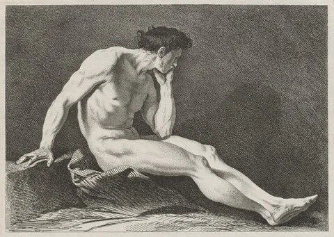 Charles André van Loo, Seated Man with Head in Hand