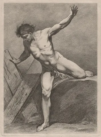 Charles André van Loo, Climbing Man with Arms Outstretched