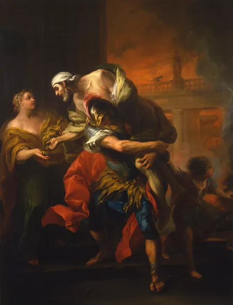Charles André van Loo, Aeneas Rescuing his Father from the Fire at Troy