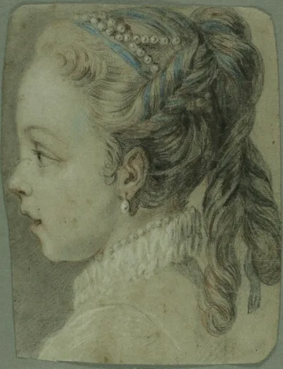 Charles André van Loo, Study: Head of a Young Girl Facing to the Left