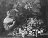 Abraham Brueghel, Girl with Grapes and Still Life with Fruit
