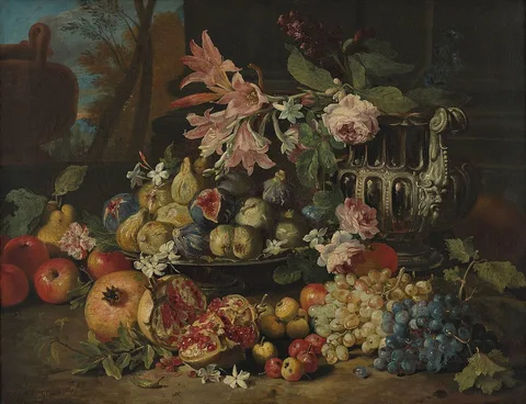 Abraham Brueghel, Fruit and flowers