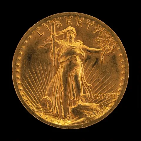 Augustus Saint-Gaudens, "Double Eagle" Twenty Dollar Gold Piece [obverse]