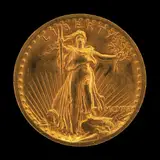 Augustus Saint-Gaudens, "Double Eagle" Twenty Dollar Gold Piece [obverse]