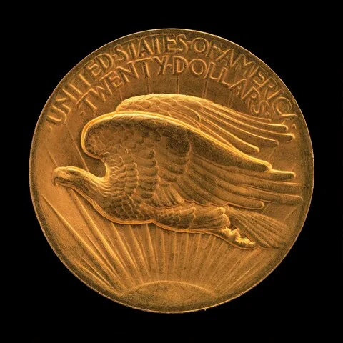 Augustus Saint-Gaudens, "Double Eagle" Twenty Dollar Gold Piece [reverse]
