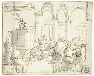 Jan Luyken, Man Preaching to Congregation
