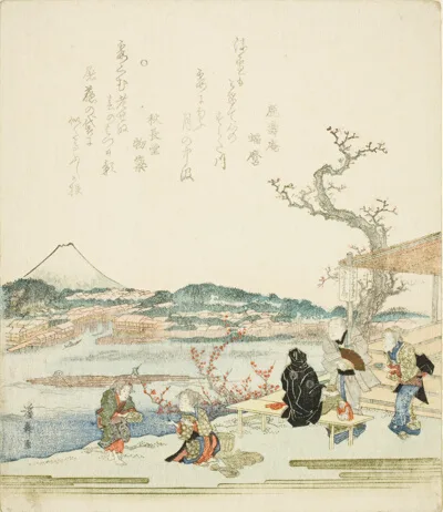 Keisai Eisen, View of Mount Fuji from a tea house