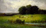Edward Mitchell Bannister, Bright Scene of Cattle near Stream