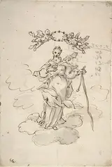 Giovanni Antonio Pellegrini, Virgin Standing on Clouds Holding a Scapular in Her Left Hand