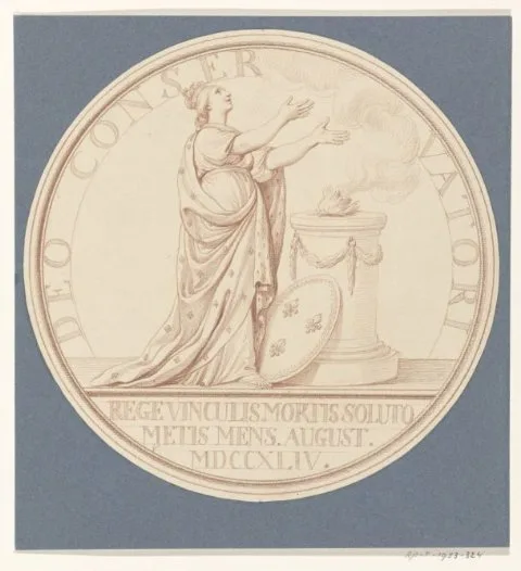 Edme Bouchardon, Ontwerp voor een gedenkpenning ter herdenking van het herstel van de Franse koning