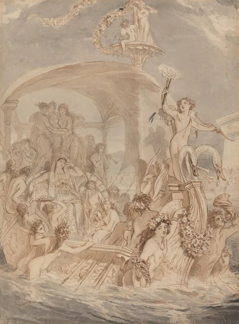 Alfred Edward Chalon, Cleopatra on the Cydnus to Meet Antony