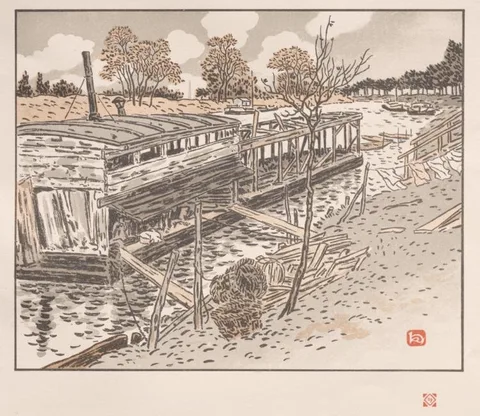 Henri Rivière, From Bas-Meudon, Old Lavoir