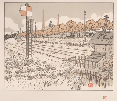 Henri Rivière, Thirty-Six Views of the Eiffel Tower: From the Quai de Javel (Switchman's Shanty)