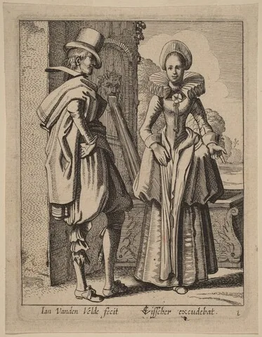 Jan van de Velde, Two Figures in Costume