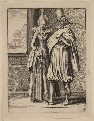 Jan van de Velde, Two Figures in Costume