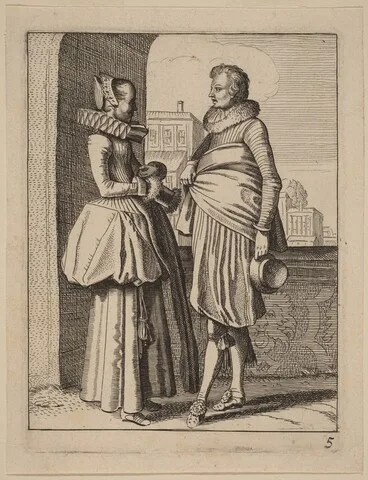 Jan van de Velde, Two Figures in Costume