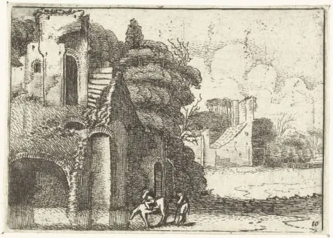 Jan van de Velde, Drinkend paard bij ruïnes