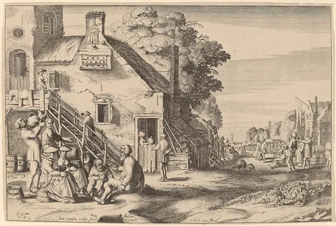 Jan van de Velde, Spring (Village Fair before an Inn)