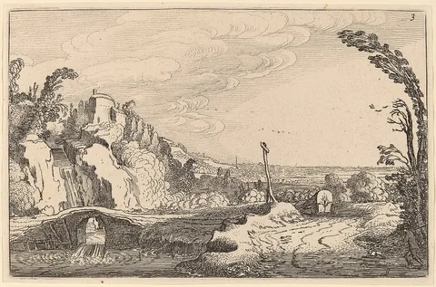 Jan van de Velde, Cascade under a Stone Bridge