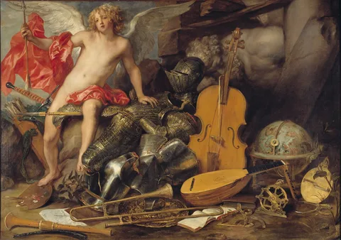Paul de Vos, Triumphant Cupid among Emplems of Art and War