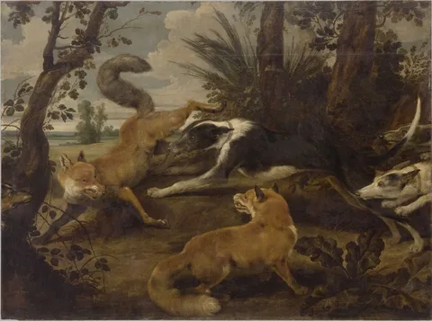 Paul de Vos, Wolfhounds and Two Foxes