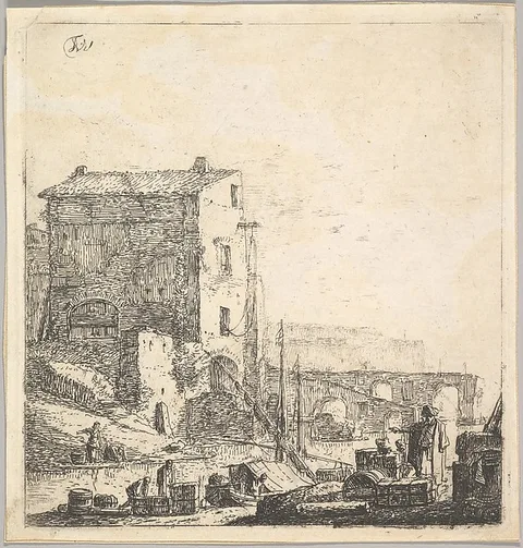 Thomas Wijck, An Oriental Merchant with Merchandise at Riverside