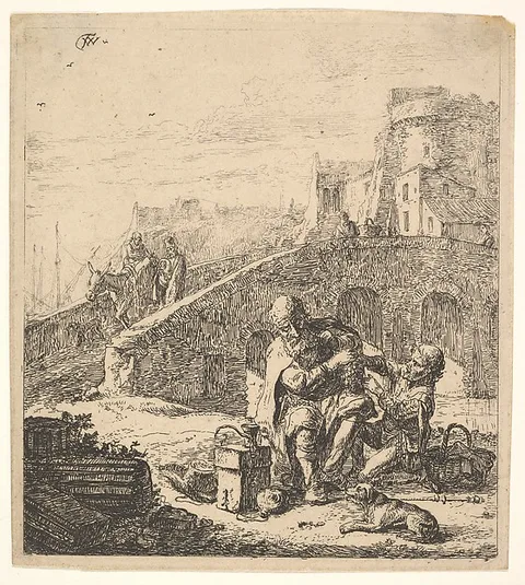 Thomas Wijck, Lazarillo Stealing Grapes from the Poor Blind Beggar