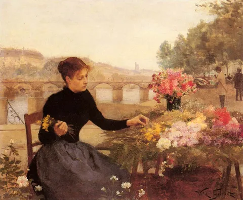 Victor Gilbert, A Parisian Flower Market