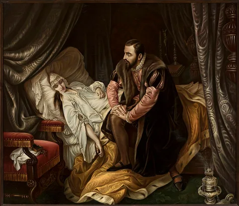 Józef Simmler, La Mort de Barbara Radziwiłł by Józef Simmler
