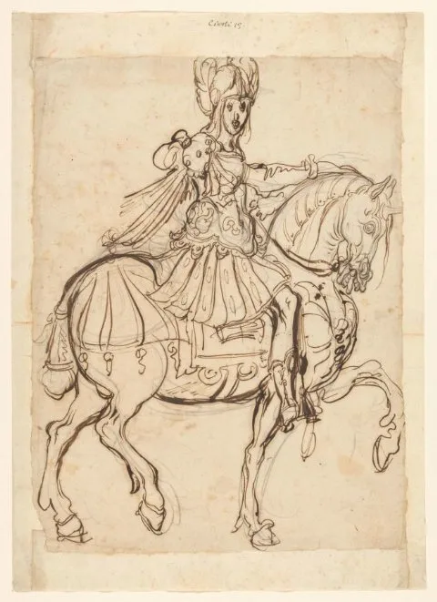 Jacques Bellange, Veldheer te paard, rijdend naar rechts
